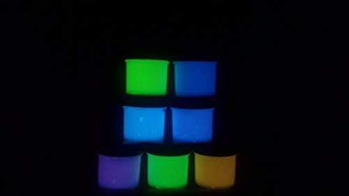 Glow In The Dark PaintBright Day Glow, Night Glow With or Without UV Light 1/2 oz x 7 set count ( BLUE , WHITE , YELLOW , GREEN , PINK , PURPLE , ORANGE )