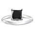 0.50ct Natural Treated Black Princess Cut Diamond Solitaire Ring in 14K White Gold (AAA quality , Dark Black color)