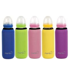 Momo Baby 3-Pack Standard Thermal Glass Bottle Huggers, Blue, 8 Ounce