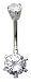Piercing nombril avec solitaire en cristal - cristal 8MM coupe laser et boule supérieure de 6MM - A