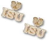 Iowa State Cyclones 3/16" "ISU" Post Earrings - 10KT Gold Jewelry