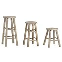 Round Top Stool - 18" Seat Height-Unfinished Wood (Unfinished) (18"H x 12"W x 12"D)