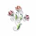 Clearly Charming Crystal Flowers Sterling Silver and Enamel Pin