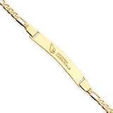 14K Arizona Cardinals Small Logo w/Name Id w/Figaro Chain