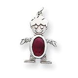 14k White Gold Ruby Boy Birthstone Charm