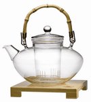 Teaposy Tea for More Glass Teapot with Glass Filter & Bamboo Stand For Blooming Flowering Tea-48oz