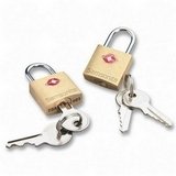 Travel Key Lock, w/ 4 Keys, TSA Approved, 2/ST, Brass, Sold as 1 set