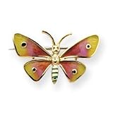 14k Enameled Red and Yellow Butterfly Pin