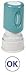 Pre-Inked "OK" Specialty Stamp, Blue, 5/8" Diameter Impression Size