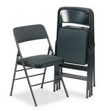 1-1/4 Upholstered Folding Chair - Triple Braced Black Fabric & Frame. Package of 4