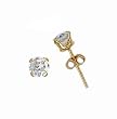 Sterling Silver Gold Plated Stud Earrings with Clear CZ - Round Stamping - 5mm
