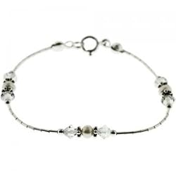 Childrens Freshwater Pearl & Crystal Baby Bracelet in Sterling Silver