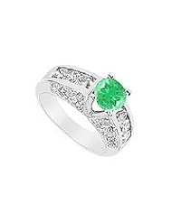 Emerald and Diamond Ring 14K White Gold - 2.75 CT TGW