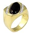 Men's Young Line Black Genuine Nature Stone Onyx Two-Tone Ring, Size: 8-13