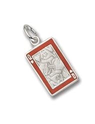 Rembrandt Charms, Queen of Hearts Charm in Solid Sterling Silver or Gold, Engravable