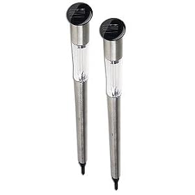 Two Pack Stainless Steel Solar Garden Lights – Illuminate Your Yard with Solar Energy!