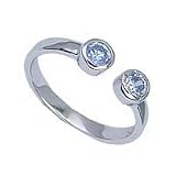 .925 Sterling Silver Toe Ring With Light Blue Cubic Zirconias