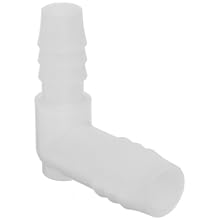 Thogus Polypropylene Tube Fitting, 90 Degree Elbow, White, Barbed