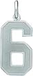 Sterling Silver Large Satin Number 6 Charm