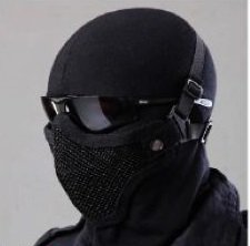 サバゲー K100サングラス フェイスガードセット (ブラック)眼鏡ケース付