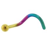 Grade 23 Titanium Rainbow Ball Nose Ring