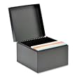 Metal Card File, 5"x8" Card Size, 8-1/2" Card Depth, Black