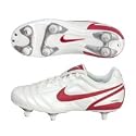 Nike Tiempo Natural II Soft Ground Football Boots - White/Red/Silver - Kids