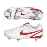 Nike Tiempo Natural II Soft Ground Football Boots - White/Red/Silver - Kids