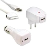 3 In 1 Ladegeraet Netzteil + USB Kabel Stecker fuer iPod Video Nano + KFZ Adapter - 