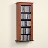 Cherry Slim Wall Mount Media Storage Rack MultiMedia Collection by Prepac Furniture - CFW-0125