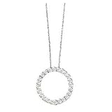 14k White Gold Link Chain with Diamond Circle Pendant Necklace- 18 (2.00ctw).