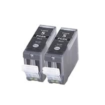 PGI5BK WITH CHIP - Twin Pack Black Canon Compatible Ink Cartridges for Canon Pixma iP3300 iP3500 iP4200 IP4300 iP4500 iP5200 iP5200R iP5300 ix4000 ix5000 MP500 MP510 MP520 MP530 MP600 MP600R MP610 MP800 MP800R MP810 MP830 MP960 MP970 MX700 - PGI5 (Contains: 2 x PGI-5BK Black Cartridges) - Latest Chip Installed, Ready For Use, No Fuss!