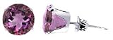 Sterling Silver 6 MM Round Amethyst Cubic Zirconia Stud Post Friction Back Earrings