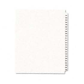 Avery-Style Legal Side Tab Divider, Title: 101-125, Letter, White, 1 Set