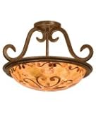 IMAGE OF Kalco 3172BG-PS121 Santa Barbara 3 Light Semi Flush Mount in Bellagio with Victorian Penshell glass