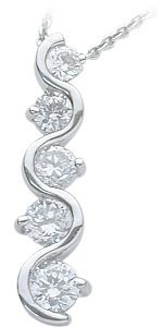 Ladies Genuine Sterling Silver 5 Stone Journey Pendant with 16 inch chain