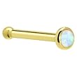 Solid 14KT Yellow Gold 2mm Synthetic Opal Nose Bone - 18 Gauge