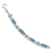 Turquoise and Blue Denim Lapis Sterling Silver Bracelet