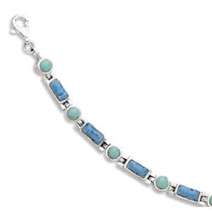 Turquoise and Blue Denim Lapis Sterling Silver Bracelet