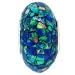 Blue Green Created Opal Mosaic Bead Sterling Silver for European Charm Bracelet