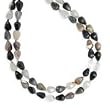 .925 Silver, Opal, Quartz & Onyx 2-Strand Necklace- 17"