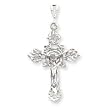 Sterling Silver Diamond-Cut Crucifix Pendant with 20 Inch Sterling Silver Chain