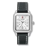 Victorinox Swiss Army Classic Officerandapos;s 1884 Womenandapos;s Silver Dial Black Leather Strap Stainless Steel Watch V.251149