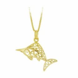 Vermeil (24k Gold over Sterling Silver) Filigree Sword Fish Pendant