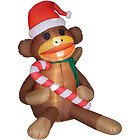 2011 6' Lighted Sock Monkey Christmas Airblown Inflatable by Gemmy