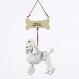4 RESIN PAINTED POODLE W/BONE PERSONALIZE ORNAMENT - Christmas Ornament