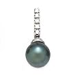 14k White Gold, Diamond & Tahitian Black Pearl Pendant (0.13ctw)