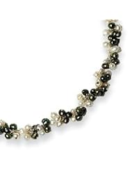 Sterling Silver White/Green Freshwater Cultured Pearl Necklace - 16 Inch