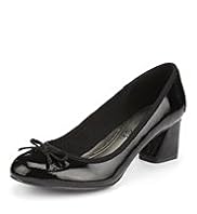 Footglove™ Fashion Leather Wide Fit Bow Ballerina Pumps with Insolia®