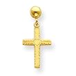 14k Post Cross w/Heart Center Earrings